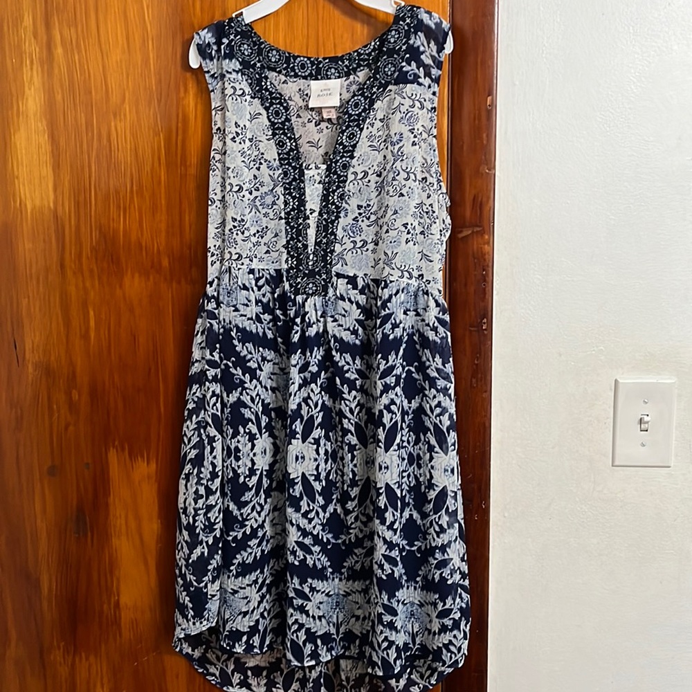 Blue summer dress with attached slip